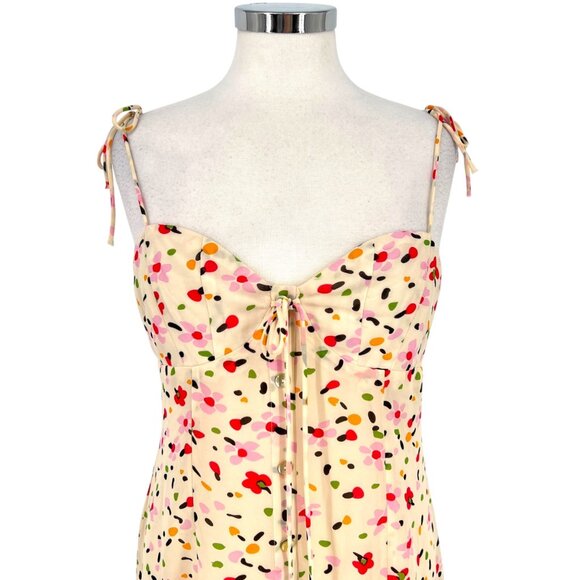 Princess Polly Karla Printed Tie Mini Dress Cream Multicolor Size 10 - Picture 7 of 12